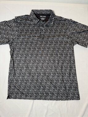 Pins & Aces Shark Tooth Pattern Short Sleeve Polo